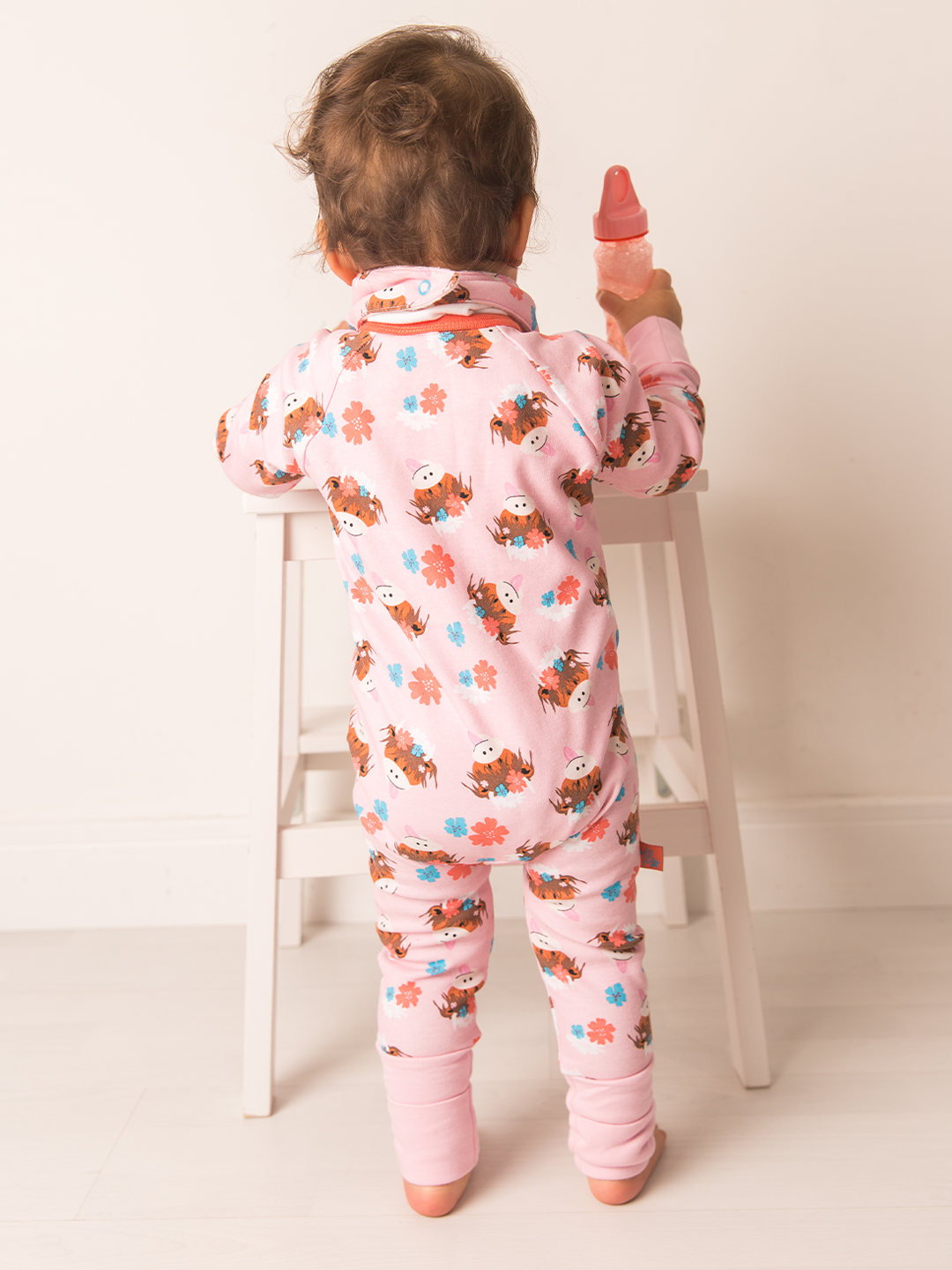 Bonnie Highland Cow Zip-Up Romper Jumpsuit