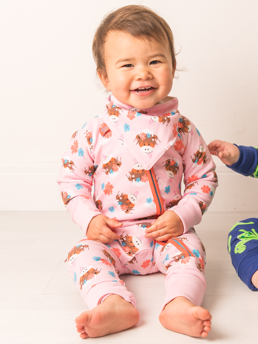 Bonnie Highland Cow Zip-Up Romper Jumpsuit